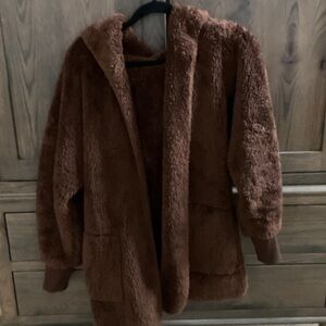 Women's Brown Faux Fur Coat